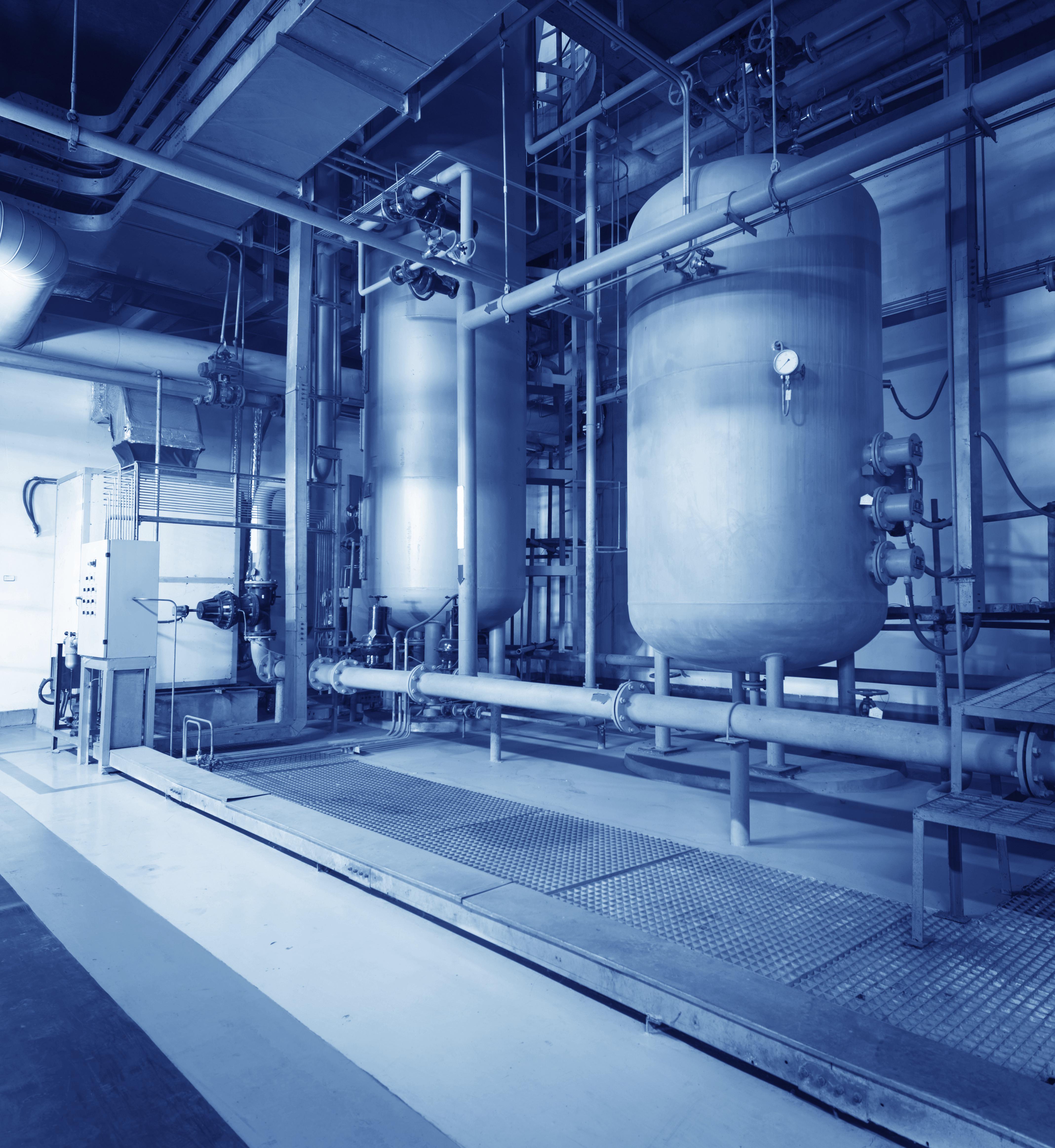 Large industrial boiler room