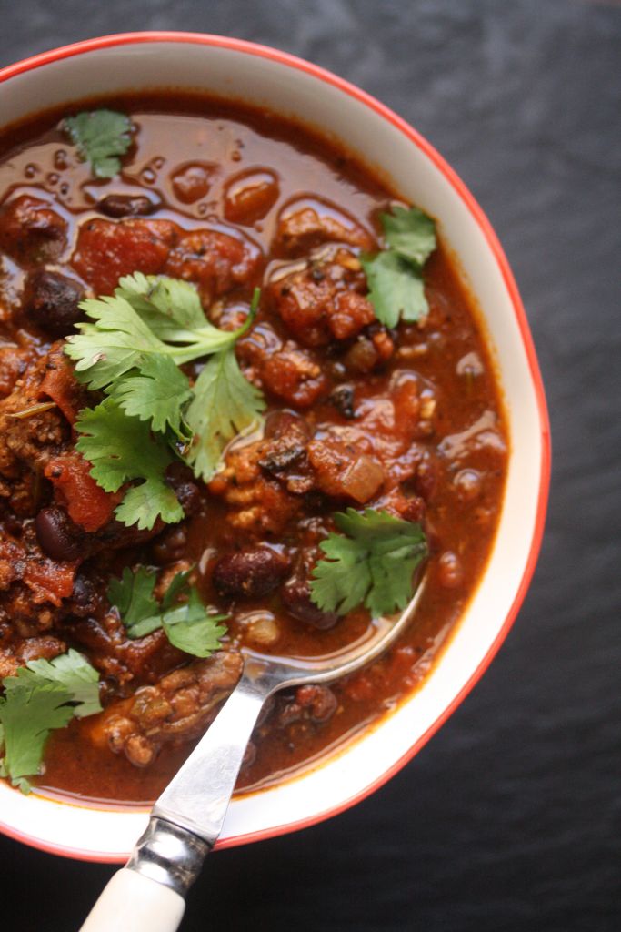 Turkey Chili with black beans and jalapeno