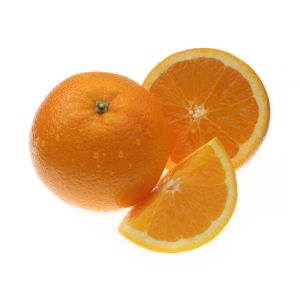 Whole orange, half and orange and quarter of an orange together.