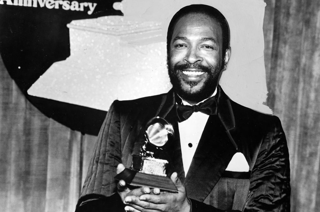 Marvin Gaye Holding A Grammy
