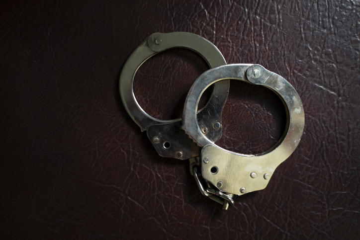 Close up of metal handcuffs