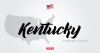 USA state name vector word art for Kentucky and USA Map and flag