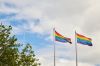 Rainbow pride flags in Dublin City, Ireland
