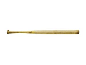 Old baseball bat on white background