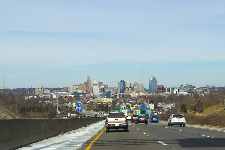 Driving into Cincinnati Ohio