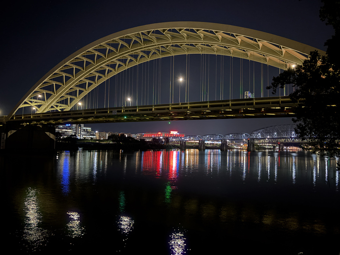 A lonely night walk in Sawyer Point Cincinnati, Ohio-4